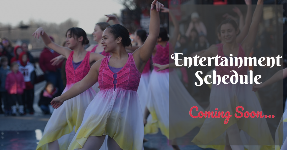 Entertainment Schedule Coming Soon banner with girls dancing
