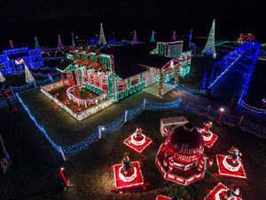 air view of Christmas lights