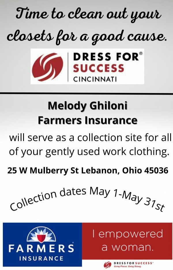 Dress for Success Cincinnati banner for clothing collection